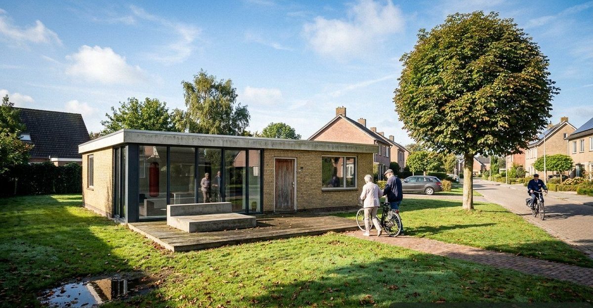 Bungalow: foto van het huis in zijn omgeving