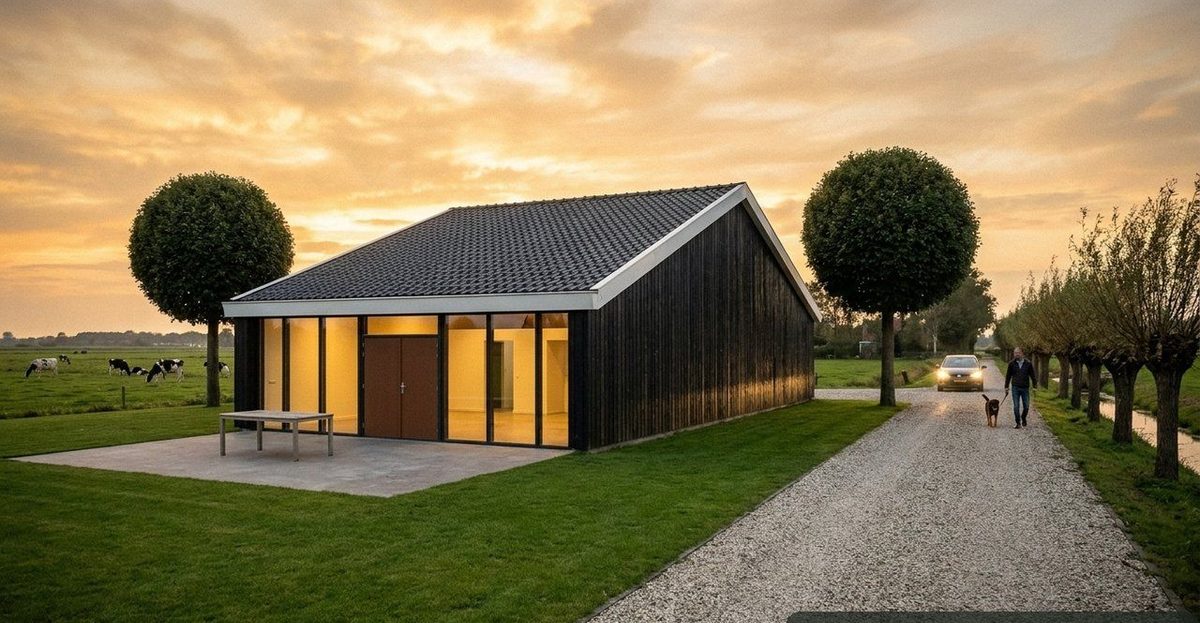 Schuurwoning: foto van het huis in zijn omgeving