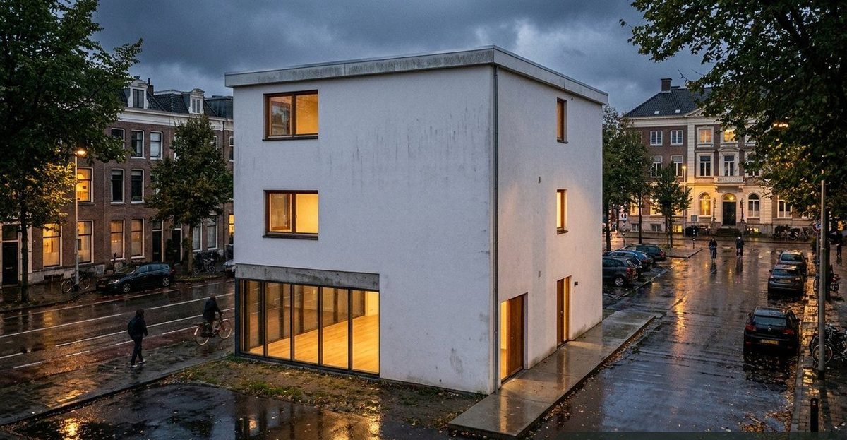 Stadsvilla: foto van het huis in zijn omgeving