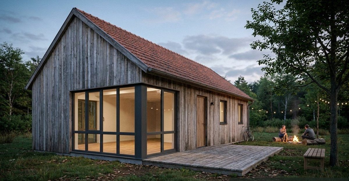 Tiny house: foto van het huis in zijn omgeving