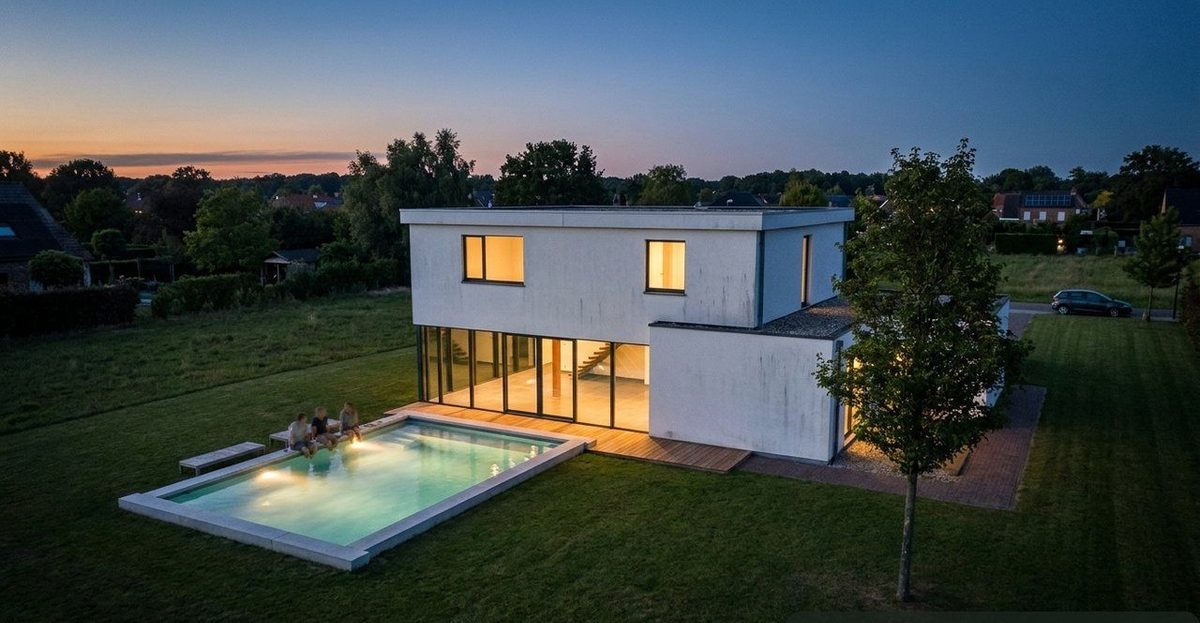 Villa met zwembad: foto van het huis in zijn omgeving